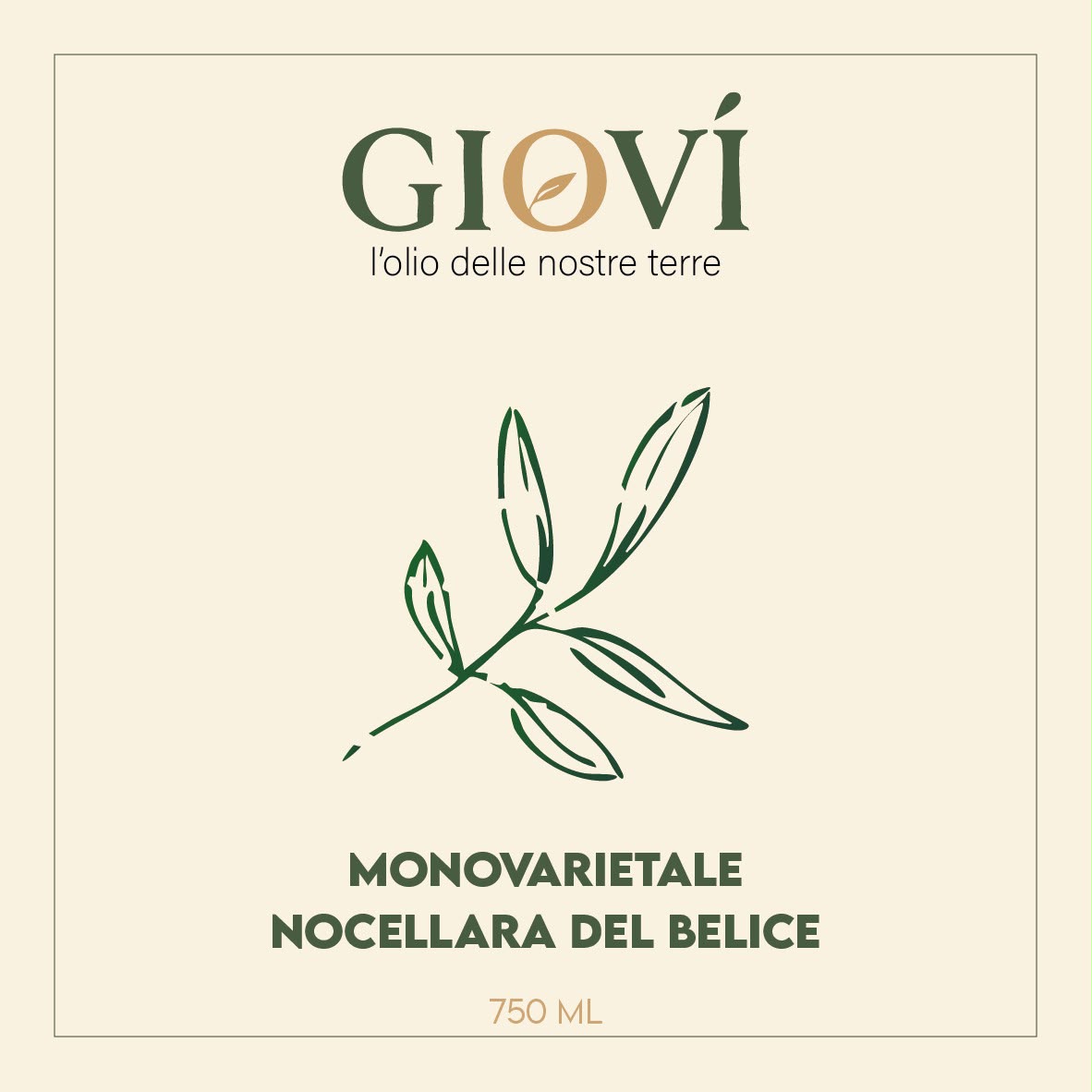 Etichetta originale GIOVÌ Nocellara del Belice, 750 ml